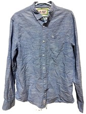 Original Penguin Mens L Blue Textured Cotton Woven Long Sleeve Button Down picture