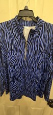 Sz L Lulu B Colorful Comfy Clothing Blue 2 Tone Zebra Print Quarter Zip EUC picture