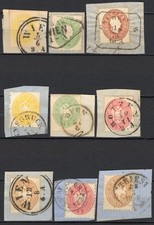 #666 - Austria - 1860/1864 - Lot of 9 Fragment Stamps picture