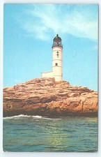 Postcard Isles of Shoals Light White Island New Hampshire Lighthouse posted 1961 picture