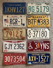 10 Pack of Rustic / Worn License Plates From 10 Different States picture