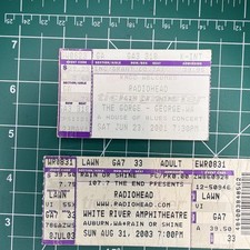 Radiohead Concert Ticket Stubs Lot of 2 The Gorge 2001 White River 2003 picture