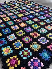 VTG Granny Square Afghan Blanket Roseanne The Big Bang Theory 64”x49” Colorful picture