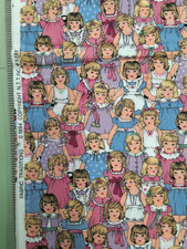 Vintage/Out of Print 1994 Fabric Traditions Dolls All Over 3.5 yds picture