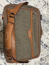 Hartmann Tweed Leather Carry-On Briefcase Bag Triple Compartment Overnight Bag picture