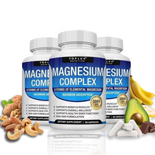 1-3Pack Toplux Nutrition Magnesium Complex 1000mg Supports 8 Elemental Magnesium picture