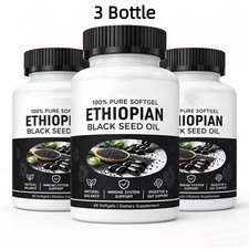3 PACK Ethiopian Black Seed Oil Softgels 4.64% Thymoquinone Gluten-Free picture