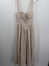 Pre-Owned Reformation Tan Size 4 Stripe Midi Sleeveless Dress picture