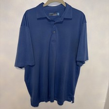 Roundtree and Yorke Polo Shirt Mens Large Golf Performance Blue Diamond Print picture