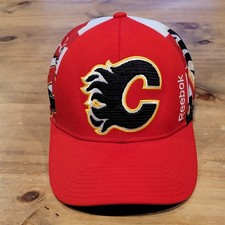 Calgary Flames Hat Snapback Reebok Center Ice Big Logo AOP Allover One Size picture