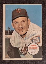 Rare OPC 1967 68 Topps Pin Up Poster Harmon Killebrew Minnesota PRINT IN CANADA  picture