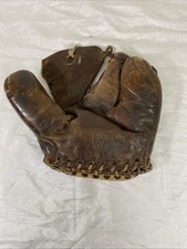 Vintage Rare 1910-1930 Sporting Goods Leather Baseball Glove 2 Finger Mitt picture