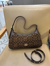 Coach Ella 35 Brown Leopard Velour Hobo Shoulder & Crossbody Bag  picture
