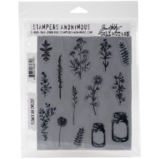 Art Gone Wild AGCMS297 Tim Holtz Flower Jar Cling Stamp Set Multi-Colour picture