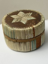 Native American porcupine Quill Round Box, 1925 Birch Bark, Antique collector  picture