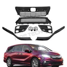 Full Black Front Lower Upper Grille Fog Light Covers For Honda Odyssey 2018-2020 picture