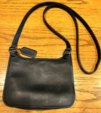 COACH Bag 9132 Saddle Crossbody Bag Black Leather Vintage USA picture