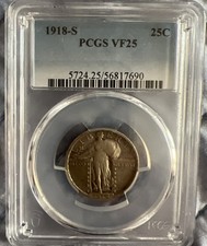 1918 s Standing Liberty Quarter Graded VF 25 picture