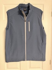 Marlreg Men's Blue Full Zip Vest Stand-Up Collar Outdoor Hiking L picture