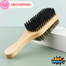 Wooden Beard Brush Comb Mans Boar Bristle Double Sided Grooming Brushes Handle picture