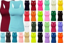 Womens Ribbed Racerback Tank Top Camisole One Size Exercise Fitted Layering Top picture