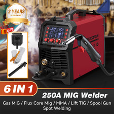 ARCCAPTAIN MIG250 250Amp 6-in-1 MIG Welder 110/220V Digital Synergic LED Display picture