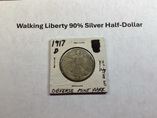 1917 D Walking Liberty Silver Half-Dollar w/Mint Mark on Obverse 09242502tq picture