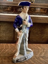 Vintage 1975 Ezra Brooks Whiskey Decanter Minuteman Heritage China Bottle 185 picture