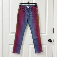 Jordache Rainbow Vintage Crop Jeans Womens 24 High Rise Multicolor Painted Ombre picture