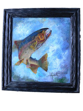 CUTTHROAT TROUT, Original Acrylic Painting, Wilderness, Fish, Shirley Hartley picture