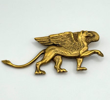 Vintage C&C Griffin Brooch Gold Tone Mythical Creature Pin Signed picture
