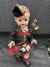 Vintage Pedigree England Scottish Boy Doll In Kilt With Bagpipes picture