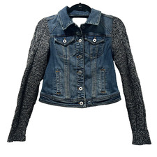 Anthropologie PILCRO Sweater-Sleeved Denim Jacket Size xS picture