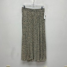 VTG Ballinger Gold Tan Black Printed Elastic Waist Pull On Flare Maxi Skirt L picture