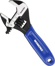 4in Mini Adjustable Wrench Wide Jaw Metric SAE CrV Steel Compact Hand Tool Blue picture