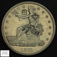 1876 S Chopmarked Trade Silver Dollar $1 Chop Mark (LUSTROUS BEAUTY) picture