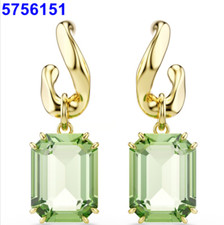 Swarovski Millenia Octagon Crystal Drop Earrings Green Gold Tone 5756151 New picture