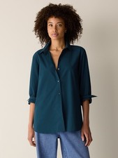 Eileen Fisher Organic Cotton Poplin Classic Collar Shirt Brand New NO IMPORT FEE picture