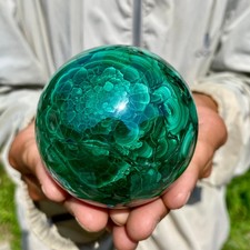 1.56LB Rare Natural Malachite quartz hand Carved sphere Crystal Healing picture