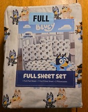 Halloween Bluey & Bingo COTTON 4pc FULL Sheet Set Pirates ☠️ Mummies Skeletons picture