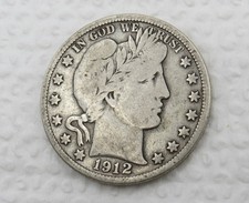 1912 S Barber Half Dollar - Fine - Better Date 90% Silver 50C US Coin picture