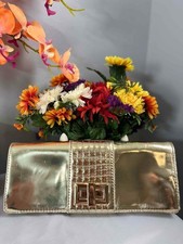 KOOBA Metallic Shiny Gold Smooth Leather Turnlock Clutch (NO Long Strap) picture