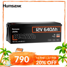 Humsienk 12V 640Ah LiFePO4 Lithium Battery 250A BMS Bluetooth Solar Off-Grid RV picture