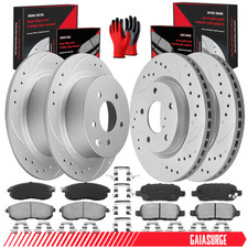 Front & Rear Disc Rotors + Ceramic Brake Pads for Nissan Sentra 2013-2019 1.8L picture