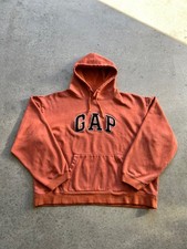 Vintage Gap Orange Hot Big Logo Hoodie Sweatshirt 90's Y2K Style Man Men XL picture