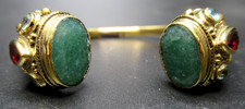 Gorgeous Genuine Jade Garnet Stone Cuff Bracelet picture