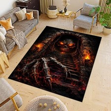 Skull Lord 3D Illusion Area Rug, Gothic Skeleton Floor Decor picture