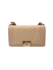 Chanel LeBoy Beige Quilted Medium Size Flap Bag With Gold Buckle(27***20) picture