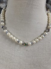 Vtg nos Laguna Tempo faux pearl AB rhinestone Necklace picture
