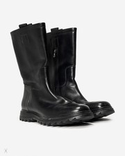 Prada Vintage Lug Sole Mid-Calf Boots Black Mens UK 10 EU 44 picture